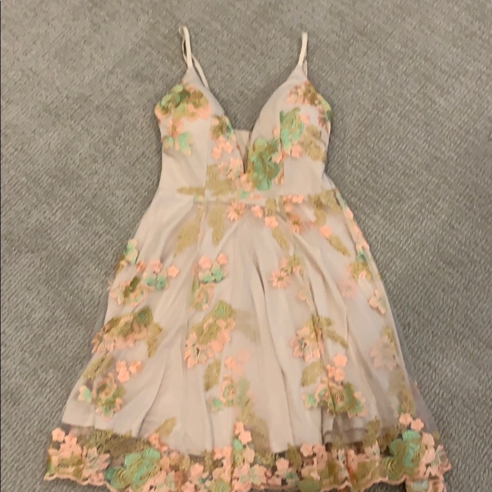 Xenia dress,light pink floral lace overlay